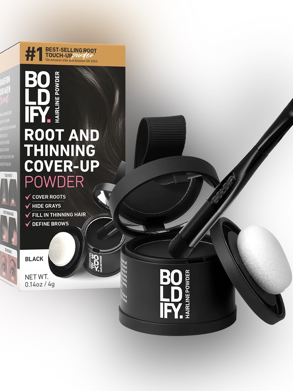 BOLDIFY Hairline Powder Root and Thinning Cover-Up BLACK ~ Exp 5/28 ~ New in Box